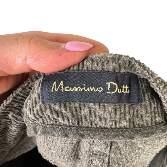 Massimo Duti Olive Green Corduroy Chevron Print High Waist Straight Leg Pants - Picture 7 of 10